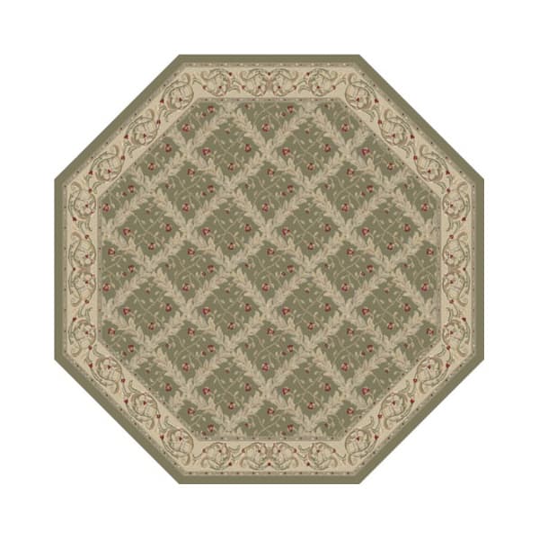 Traditional Vines Green Octagon Rug By American Heritage