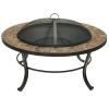A Slate Tile Top Surrounds This Wood Burning Fire Pit for Your Outdoor Room