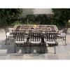 Fine Outdoor Dining With This Upscale Marble Patio Table and Eight Chairs from Alfresco Home Outdoor Furniture
