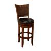 A Classic Bar Stool With A Cane Backrest & A Decorative Border Of Brass Tacks