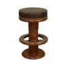 Stationary Bar Stool with a Historic Look, Genuine Leather Cushion & Brass Tacks