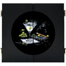 Olive Party Dart Board & Cabinet - Black by Michael Godard