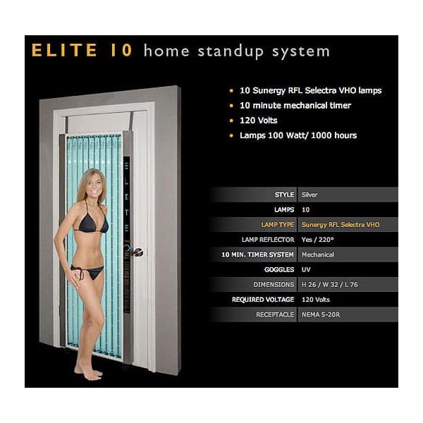 Get bronze skin all year round with the Elite 10 stand up tanning bed by ESB