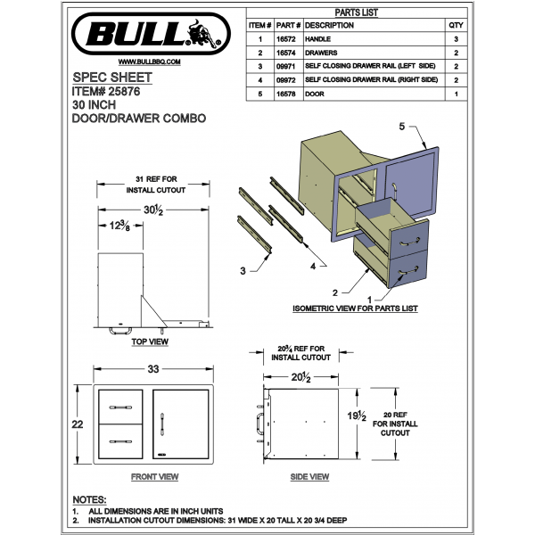 Door  Drawer Combo by Bull Grills