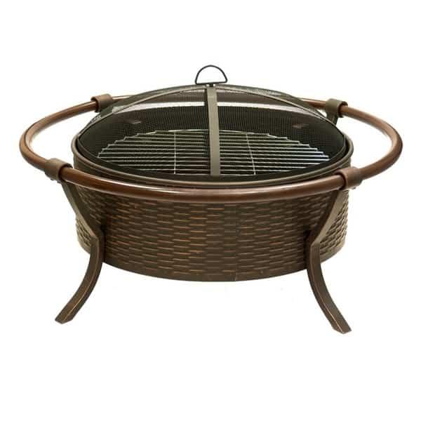Bronze Basket Weave Wood Burning Fire Pit by Dagan Industries