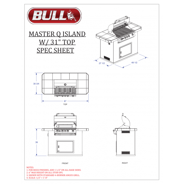 Master-Q Grill Island - Stone by Bull Grills