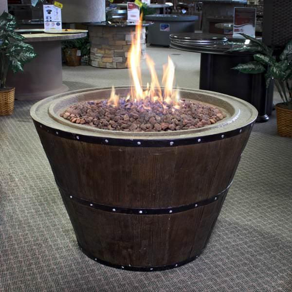 37" Tapered Wine Barrel Fire Pit Table by Leisure Select
