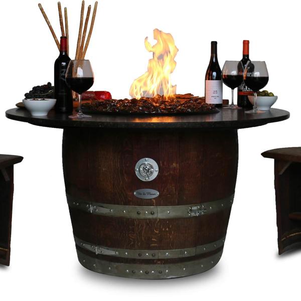 Reserve Wine Barrel Fire Pit Table - Granite by Vin de Flame