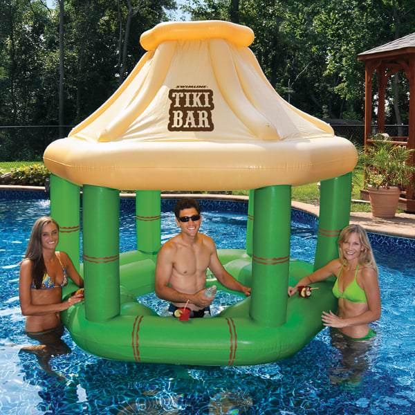 Tiki Inflatable Swim-Up Bar with Ice Coolers