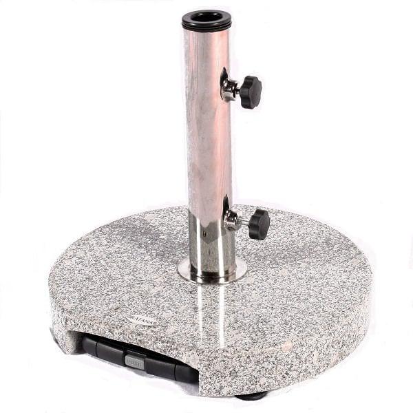 Granite Umbrella Stand w/ Handle & Wheels - 44lbs by Leisure Select