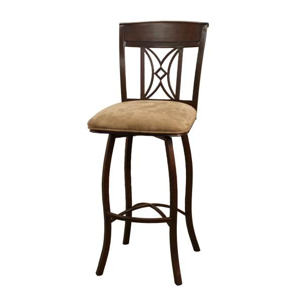 Metal & Wood Bar Stool With A Diamond Design In The Backrest