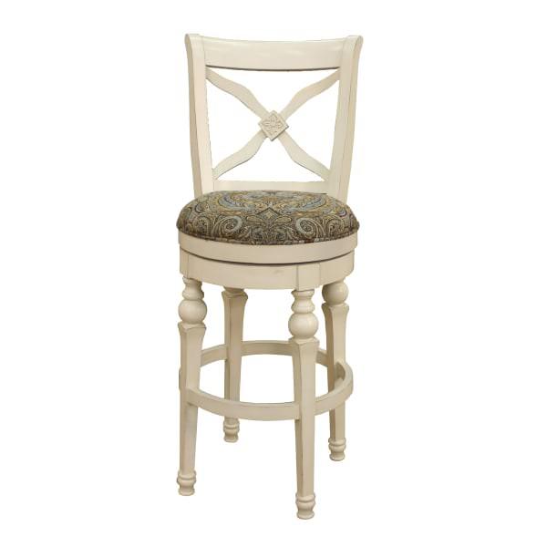 Functional White Wood Kitchen Stool With Style & 360-Degree Swivel Rotation