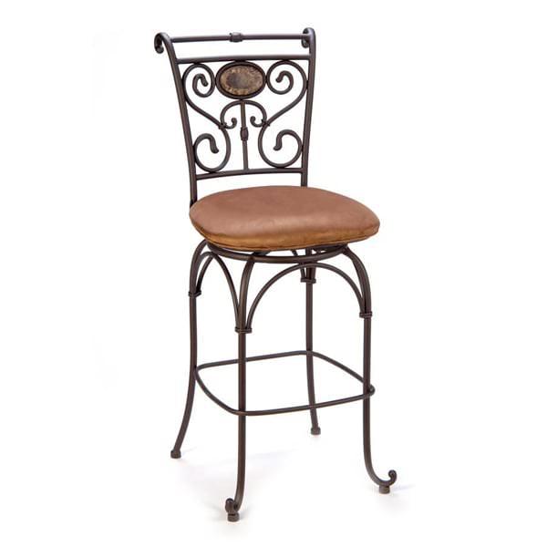 This Exquisite Bar Stool Offers A Backrest Design With An Inset Of Marble