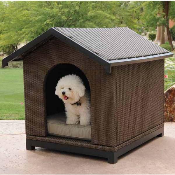 The Traditional Dog House with a Luxurious Wicker Exterior & Comfortable Pillow